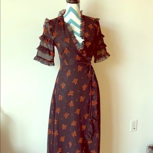 Zara floral wrap dress